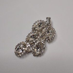 Metal And Clear Rhinestone Leaf Brooch